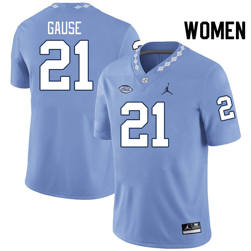 Women #21 Davion Gause North Carolina Tar Heels College Football Jerseys Stitched-Carolina Blue